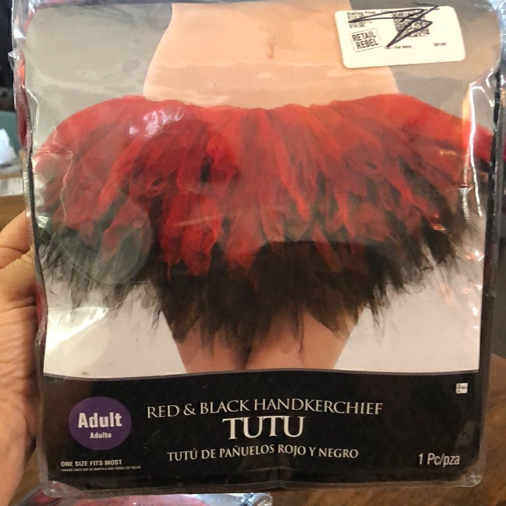 2247 Adult Red And Black Handkerchief Tutu Skirt Halloween Cosplay